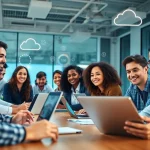 Cloud Backup Tampa team discussing innovative solutions in a modern office.