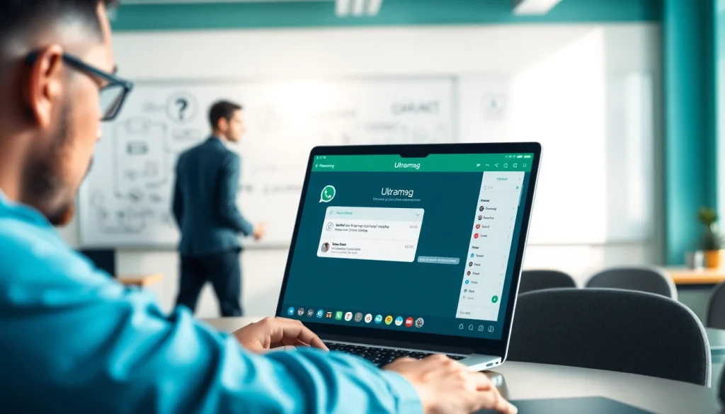 Integrate ultramsg into your WhatsApp messaging with a professional setup showcasing modern technology.
