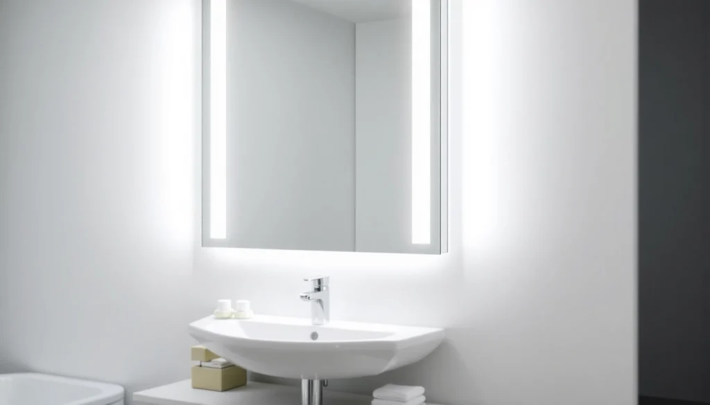 Benutzer eines sonni Spiegelschrank im modernen, stilvollen Badezimmer.