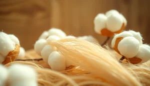 Ongebleekt katoenvezels in een serene setting met zachte textuur en natuurlijke kleuren.