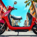 Motorroller kaufen – moderner Roller in urbaner Umgebung, perfekt zum Fahren an einem sonnigen Tag