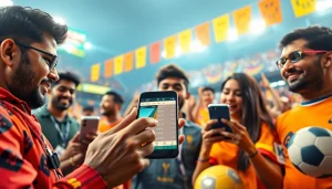 Catch the excitement of best sports betting sites India with punters engaged in lively mobile betting.