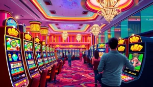 Menggambarkan pengalaman bermain pakde4d slot di kasino online yang mewah dengan suasana menyenangkan.