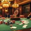 Strategic poker players elevate their gameplay, showcasing "Nếu như vậy bám vào đây" at a luxurious casino table.