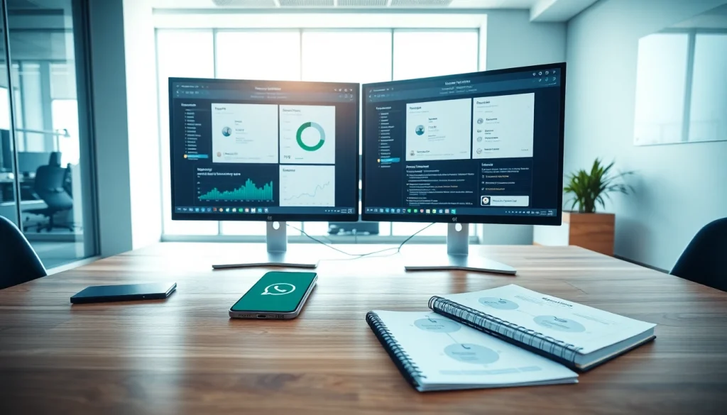 Optimize customer interactions with WhatsApp Smart CRM in a modern office setup.