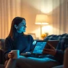 Engage with sex AI through a friendly digital avatar in a cozy, inviting setting.