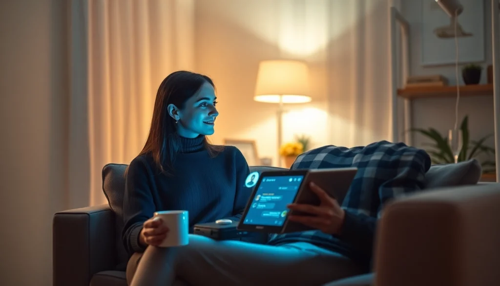 Engage with sex AI through a friendly digital avatar in a cozy, inviting setting.