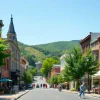 Engaging scene of Clarksburg showcasing vibrant community life and historic architecture.