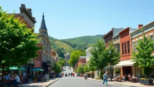 Engaging scene of Clarksburg showcasing vibrant community life and historic architecture.