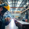 Welding structural steel in a dynamic industrial setting with focus on technique and safety.
