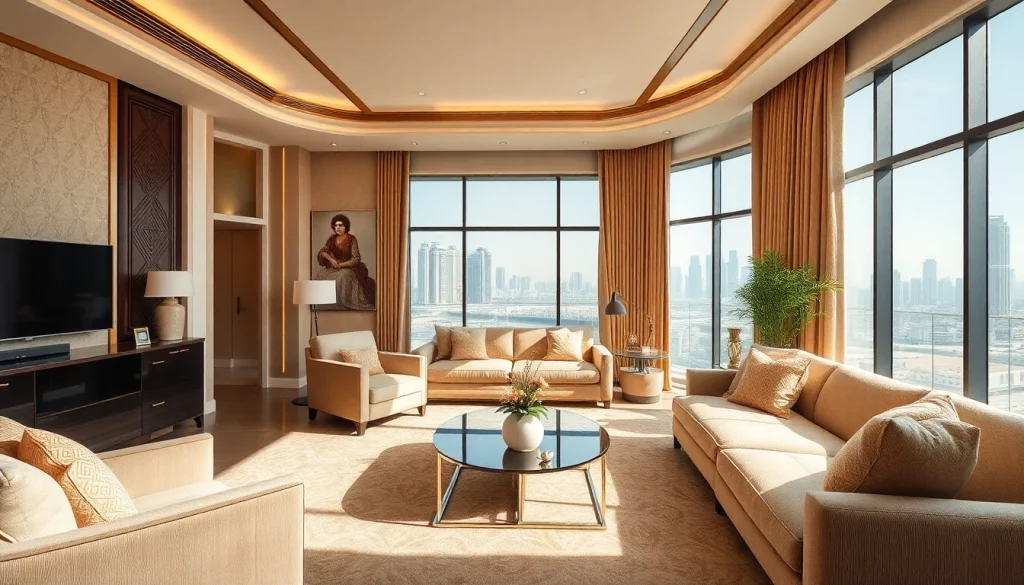 Showcasing elegant interior design dubai with luxurious furnishings and modern decor elements.
