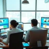 Dịch vụ thiết kế website showcased in a vibrant, collaborative workspace with designers at work.