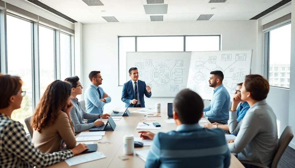 Crisis management consultant leading a strategic planning session with a diverse team.