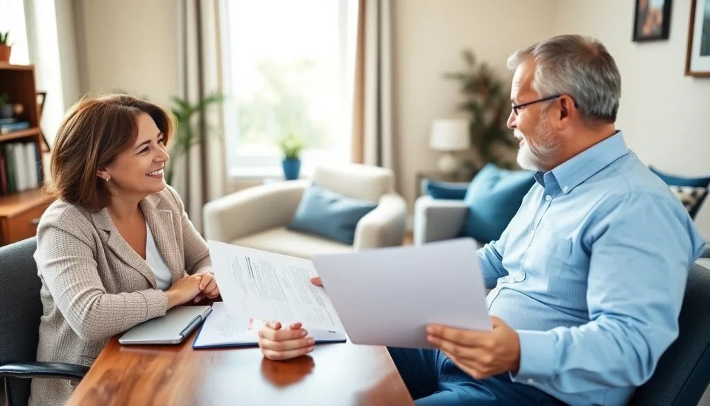 Find a qualified public adjuster near me assisting a homeowner in a professional setting.