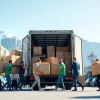 Vancouver moving company professionals efficiently relocating items in a vibrant setting.