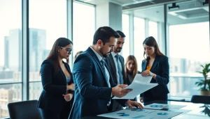 Engaged team collaborating on strategy capture management in a modern office setting.