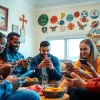 Engaged users exploring sports betting apps Georgia in a cozy setting with vibrant sports decor.