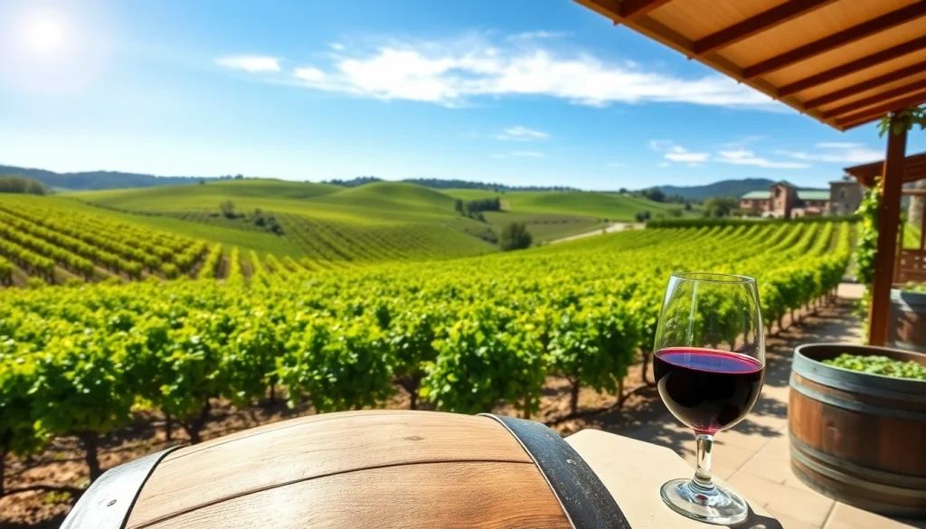 Taste exquisite wines at wineries in Clarksburg, featuring lush vineyards and scenic views.