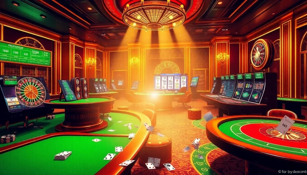 Engage with a thrilling experience on the trang chủ rr88, featuring vibrant casino elements like roulette, slots, and poker.