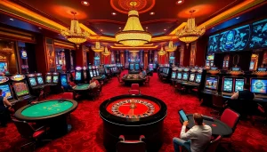 Experience the excitement of birutoto at a luxurious casino with vibrant slot machines and intense poker games.