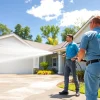 Soft wash cleaning service in Kissimmee, Florida, showcasing a professional team restoring a home's exterior.
