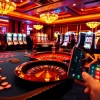 Trải nghiệm sự hứng khởi của tik88 tại một bàn casino sang trọng với những chiếc chip đầy màu sắc và bàn roulette.