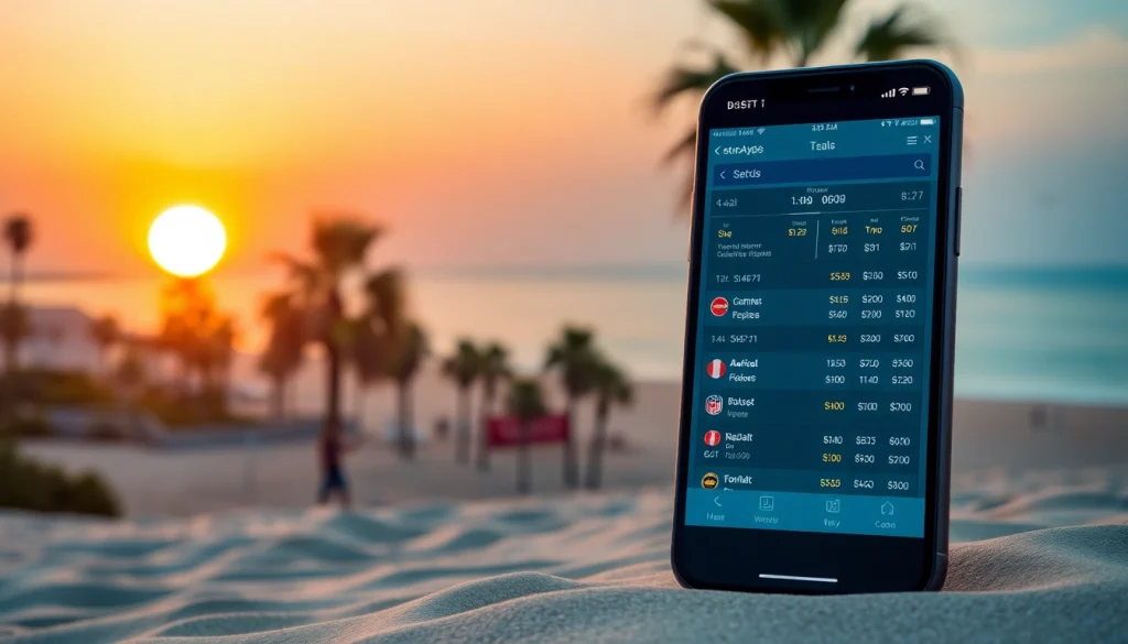 Explore sports betting apps California with vibrant smartphone display against a California sunset.