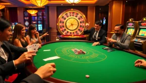 Experience thrilling gameplay at hello88.com with an exciting blackjack table full of chips and cards.