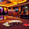 Engaging with the freebet Naga169 at a vibrant casino table, surrounded by gleaming chips and cards.