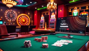 Engage with the thrilling 7upbet login interface amidst a glamorous casino atmosphere.