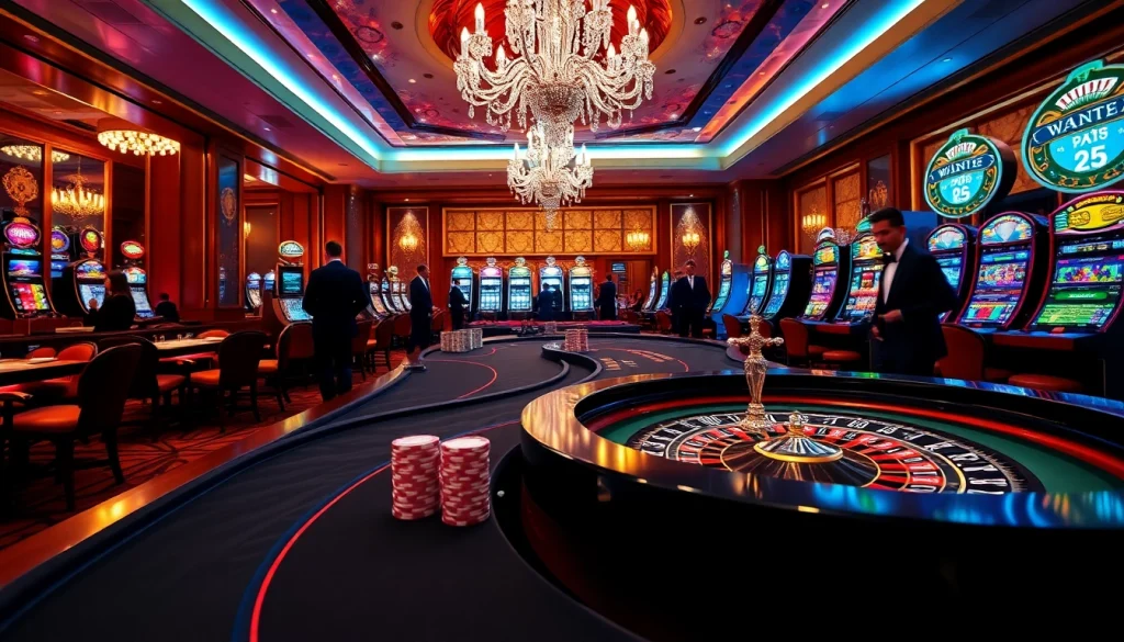 Experience the excitement of xin88 com sòng bạc with vibrant casino tables and colorful chips in a luxurious setting.
