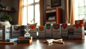 Showcasing cheap cigarettes usa on a wooden table in a cozy indoor setting.