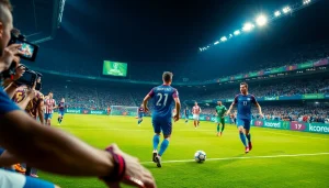 مشاهد حية مثيرة لكرة القدم تعرض Koora TV في أجواء ملعب نابضة بالحياة مع جماهير تهتف