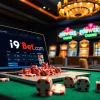 Engage in exhilarating gameplay at i9bet .com with vibrant casino elements like dice and poker chips.