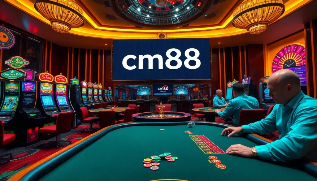 Players enjoying cm88 casino games in a vibrant and luxurious setting filled with excitement.