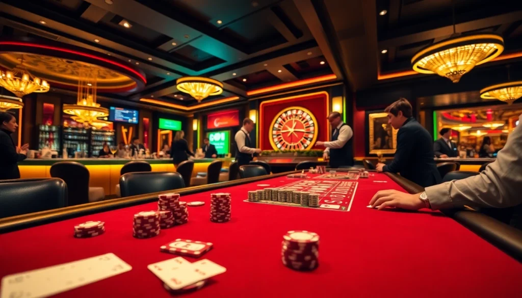 SODO Casino vibrant scene with players enjoying a luxurious poker game.