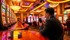 Rasakan sensasi slot depo pulsa dengan mesin slot yang berwarna-warni dan pemain yang antusias.