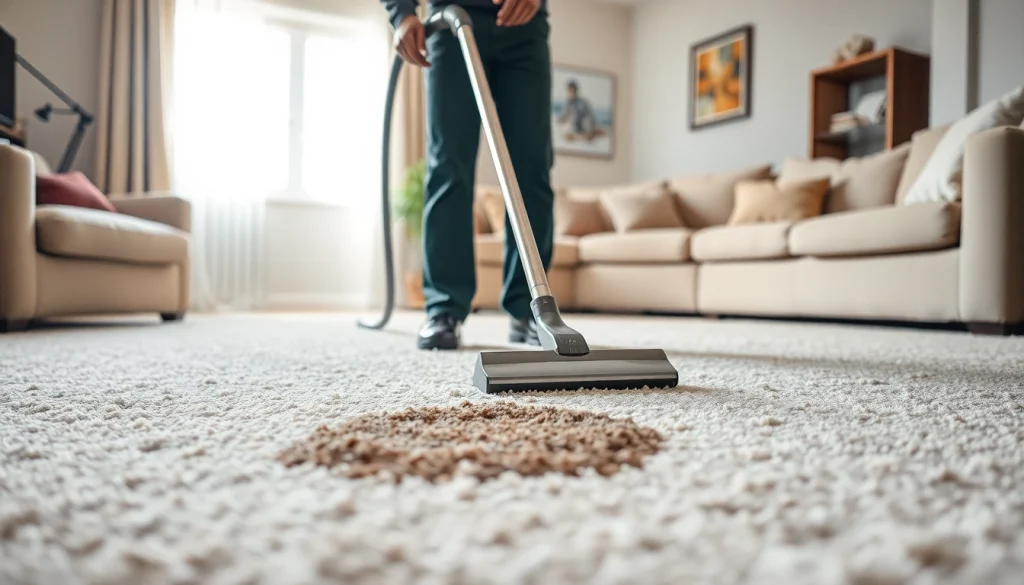 Efficient carpet cleaning business professional removing stains from a rug.