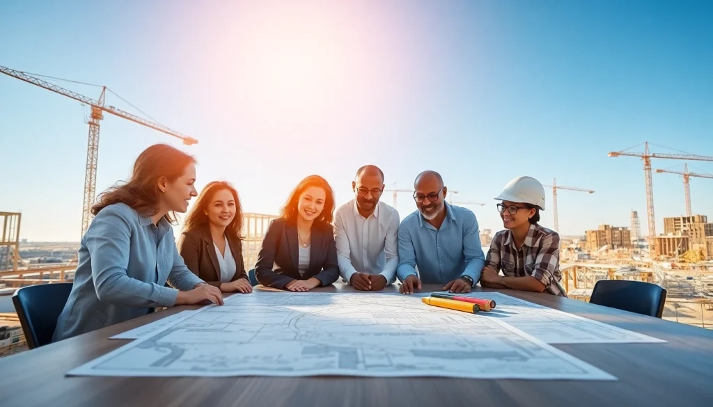 Professionals discussing important ideas in a construction membership association.