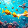 Engaging "bắn cá đổi thưởng" gameplay featuring vibrant underwater marine life and advanced weaponry.