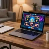 Experience apk slot bet 50 perak deposit 5000 in a cozy home gaming setup with an engaging online slot display.