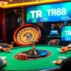 Players enjoy poker at a lavish casino table, showcasing the thrill of TR88 gaming experience.