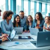 Team discussing Strategy Capture Management strategies in a modern office environment.