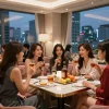 Enjoying premium service at 강남쩜오 room salon with friends in an elegant setting.