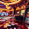 Experience the excitement of slot demo scatter hitam at a bustling casino with roulette and slots.