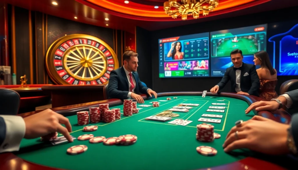 Vivez un gameplay palpitant dans un casino en ligne France avec des jetons colorés et une action de poker captivante.