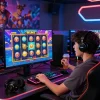 Pemain yang bersemangat terlibat dengan pengalaman permainan situs slot gacor secara online di lingkungan permainan yang cerah.
