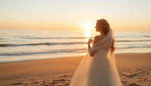 Capture the essence of Carmel wedding photography with a romantic sunset beach scene featuring a couple.