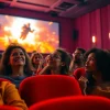ดูหนังออนไลน์ บรรยากาศในโรงหนังที่ผู้ชมรู้สึกตื่นเต้นกับภาพยนตร์บนจอใหญ่