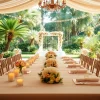 An elegant setup in a Wedding Event Space Jacksonville featuring floral arrangements and soft lighting.